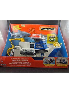 Matchbox Marine Rescue Shark Ship Play Set With Shark & Cars